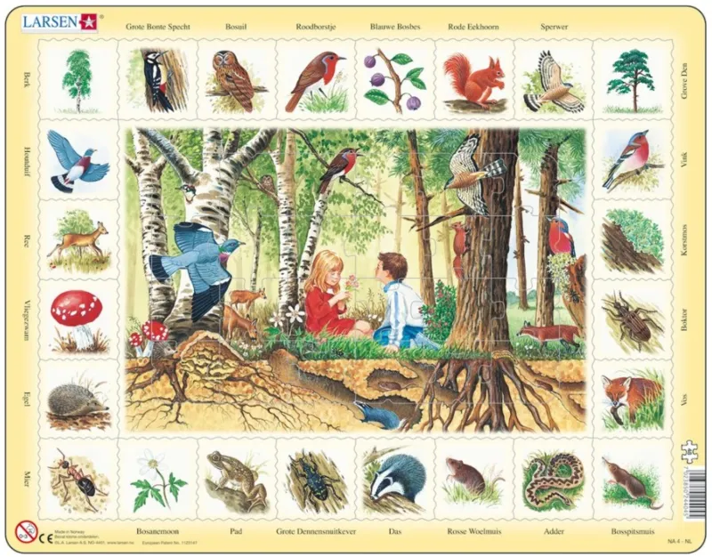 Rahmenpuzzle - Die Tiere aus dem Wald (Holländisch)