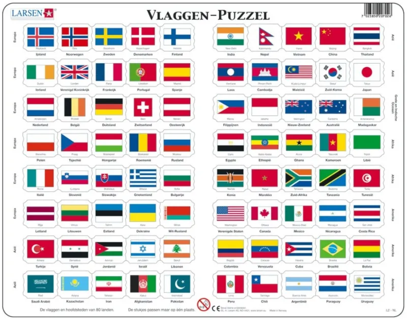 Rahmenpuzzle - Vlaggen (Holländisch)