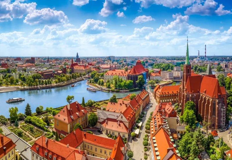 Luftaufnahme von Breslau, Polen