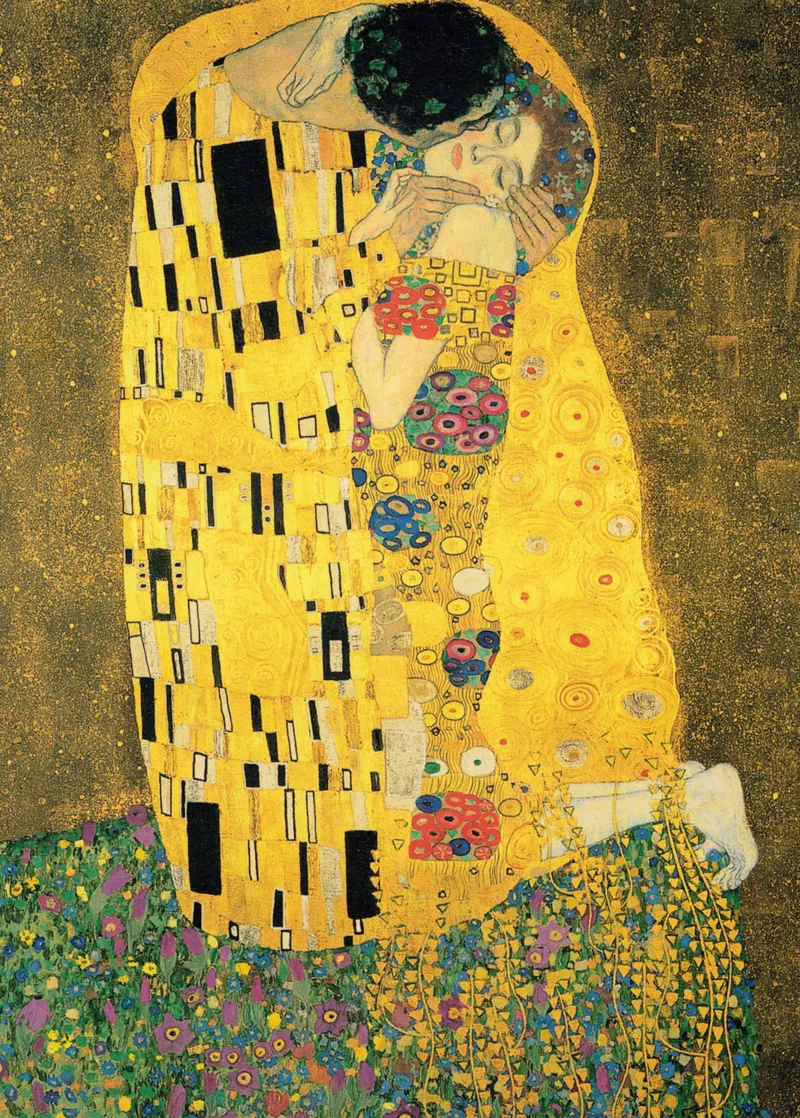2 Puzzles - L'Art de Klimt : Le Baiser, 1907-1908 - Dame à l'éventail, 1917-1918