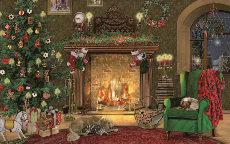 Mini-Puzzle - Festliche Weihnachten - Kamin