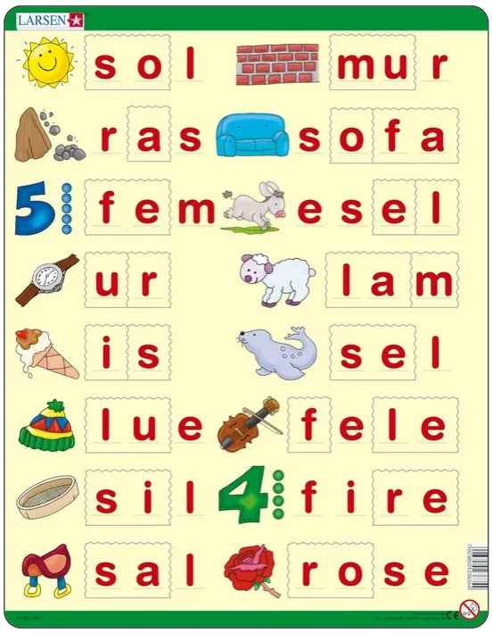 Rahmenpuzzle - Lær å lese (små bokstaver) (auf Norwegisch)