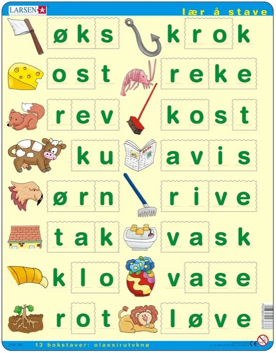 Rahmenpuzzle - Lær å lese (små bokstaver) (auf Norwegisch)