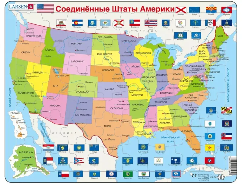 Rahmenpuzzle - Karte der Vereinigten Staaten (in Russisch)