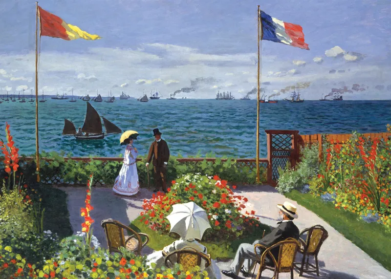 2 Puzzles - Die Kunst Monets: Die Terrasse von Sainte-Adresse, 1867 - Mohnblumenfeld, 1873