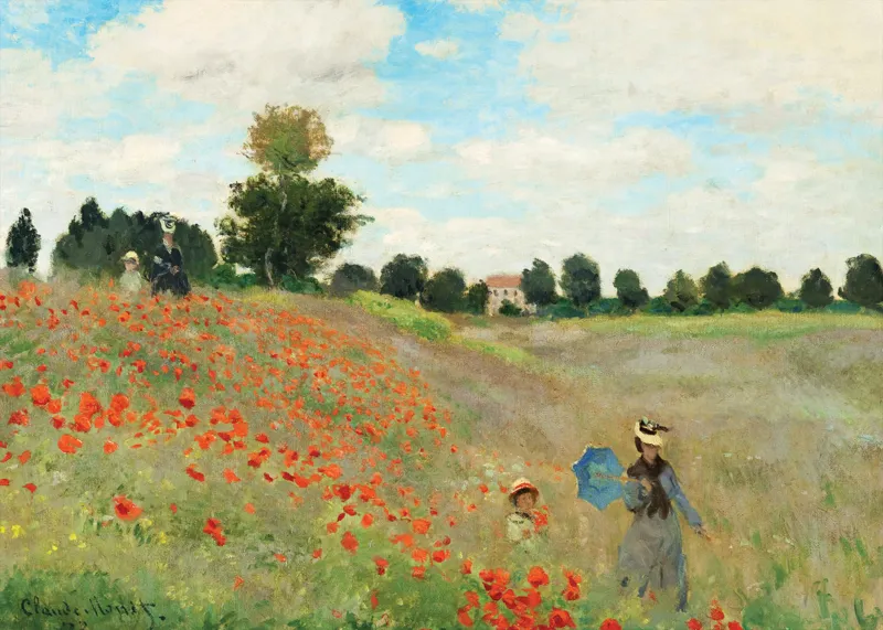 2 Puzzles - Die Kunst Monets: Die Terrasse von Sainte-Adresse, 1867 - Mohnblumenfeld, 1873