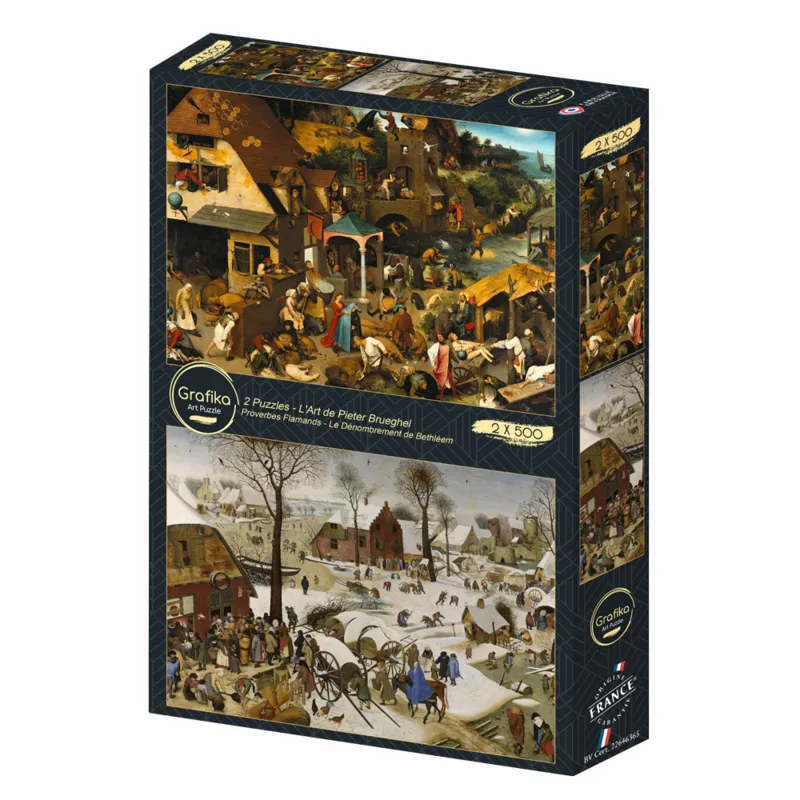 2 Puzzles - Pieter Brueghels Kunst: Niederländische Sprichwörter - Die Volkszählung zu Bethlehem