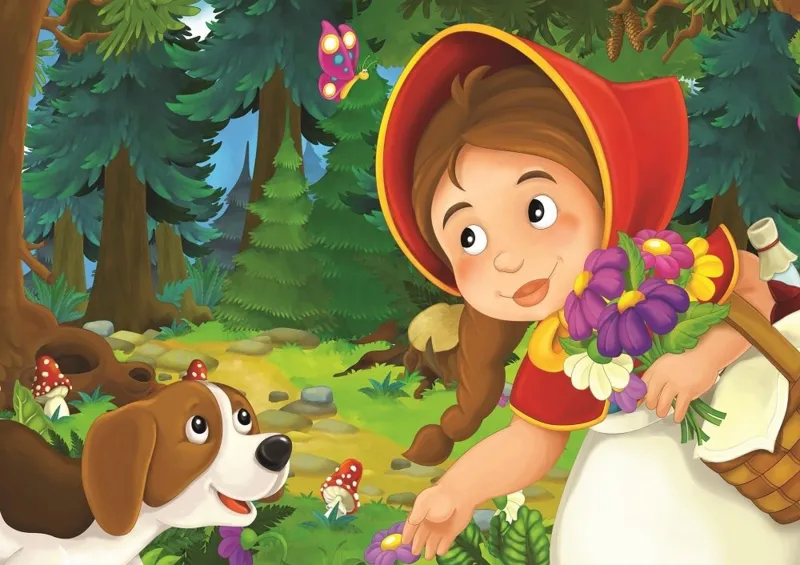 2 Puzzles - Red Riding Hood Girl