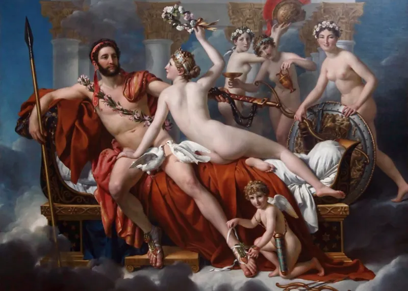 Jacques-Louis David: Mars entwaffnet durch Venus und die Grazien, 1824