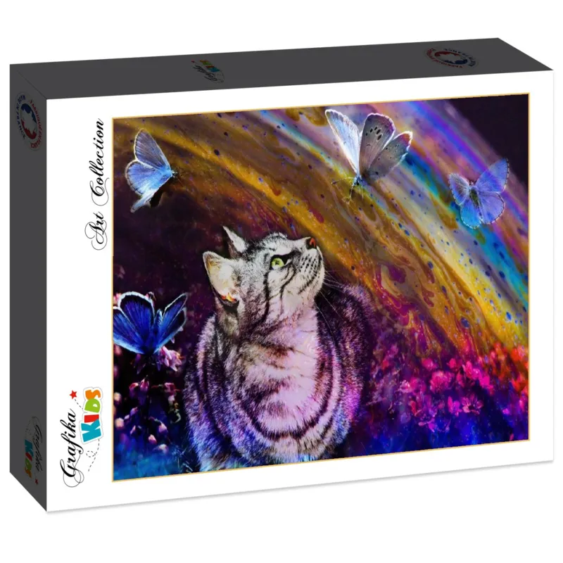Katze und Schmetterlinge