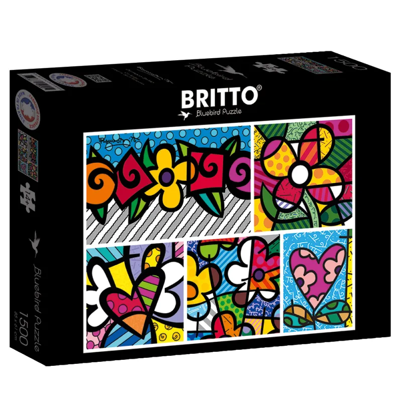 Romero Britto - Collage: Hearts and Flowers