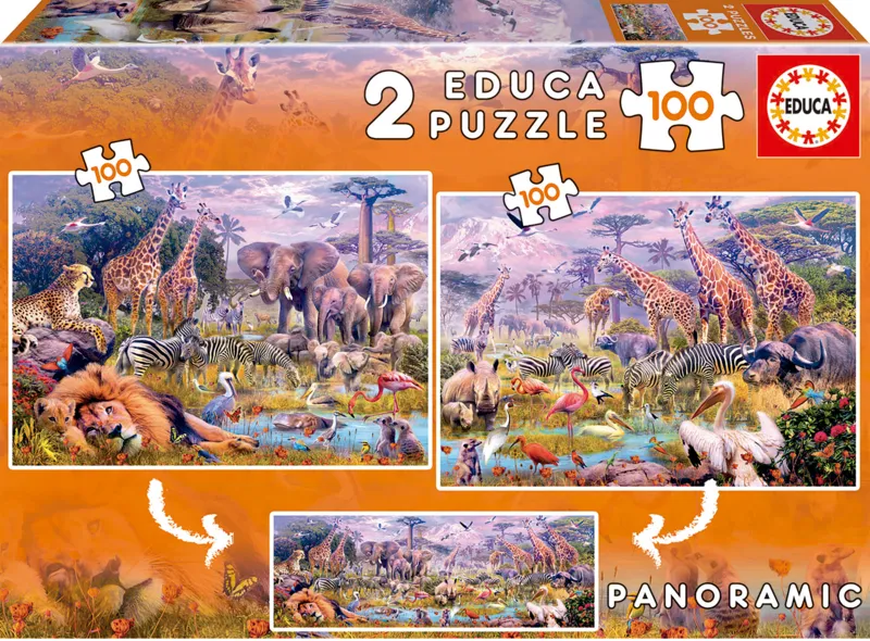 2 Puzzles - Wild animals Panoramic