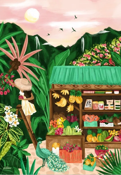 Kokosnuss, Mango, Passionsfrucht