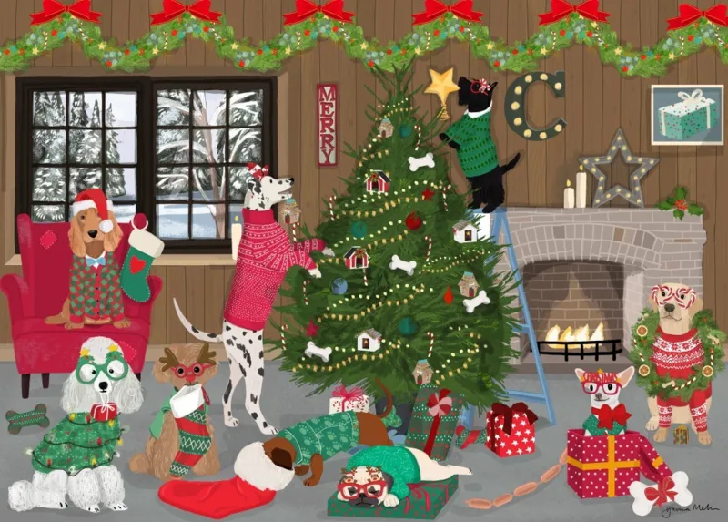 Weihnachtshunde schmücken