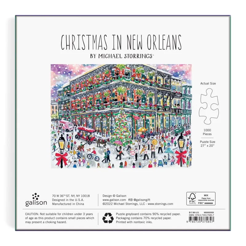 Weihnachten in New Orleans – 1000-teiliges Puzzle mit Quadratischer Box