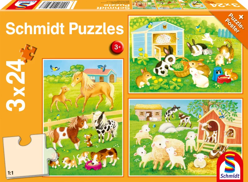3 Puzzles - Niedliche Haustiere
