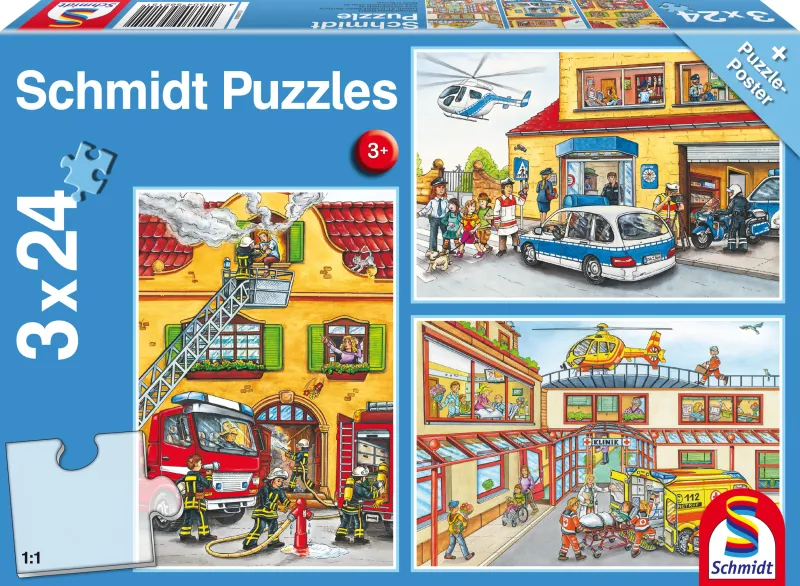 3 Puzzles - Feuerwehr und Polizei