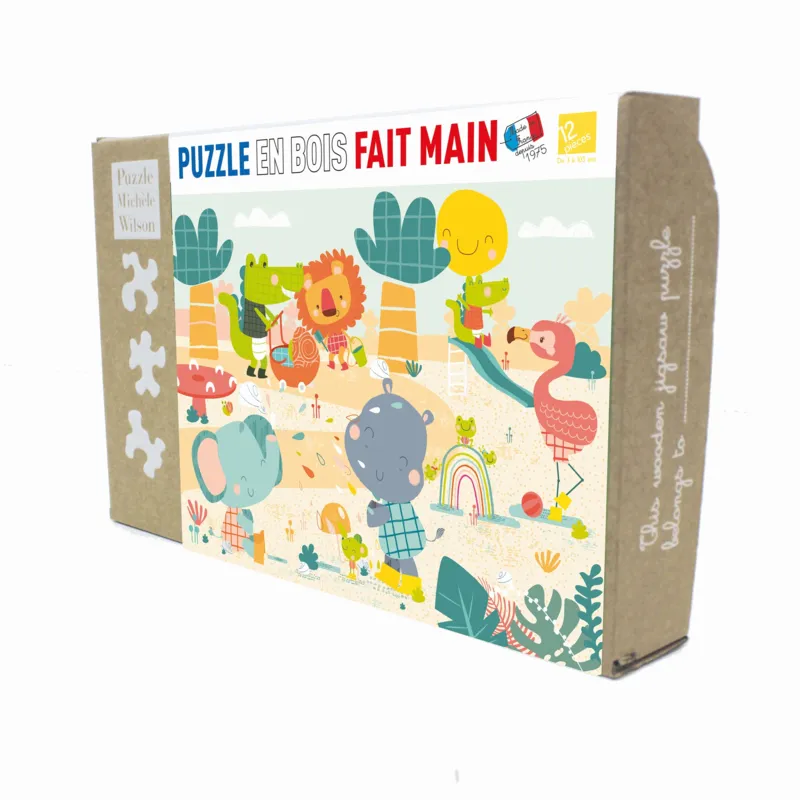 Handgeschnittenes Holzpuzzle - The Savannah Has Fun