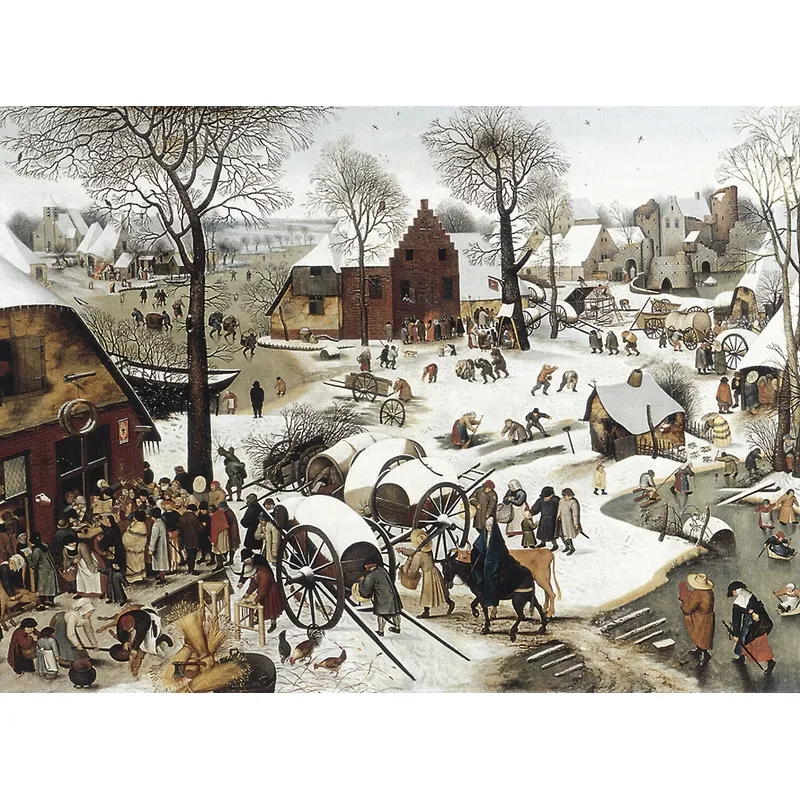 Handgeschnittenes Holzpuzzle - Le Dénombrement De Bethléem, Pieter Bruegel le Jeune