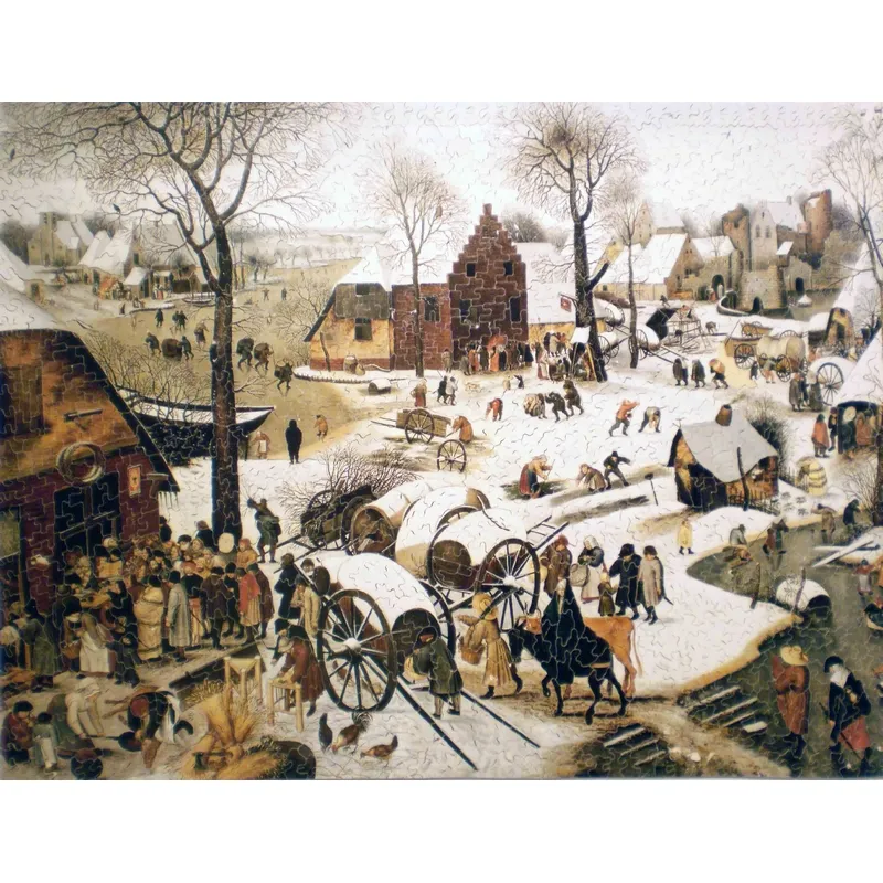 Handgeschnittenes Holzpuzzle - Le Dénombrement De Bethléem, Pieter Bruegel le Jeune