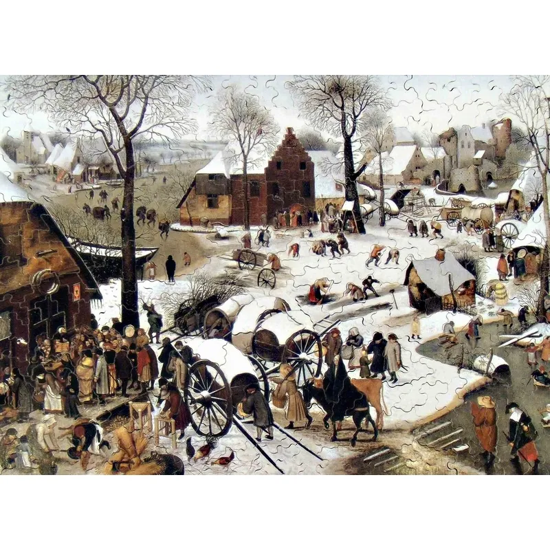 Handgeschnittenes Holzpuzzle - Le Dénombrement De Bethléem, Pieter Bruegel le Jeune
