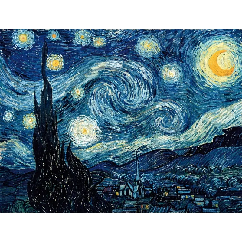 Handgeschnittenes Holzpuzzle - La Nuit Etoilée, Vincent Van Gogh