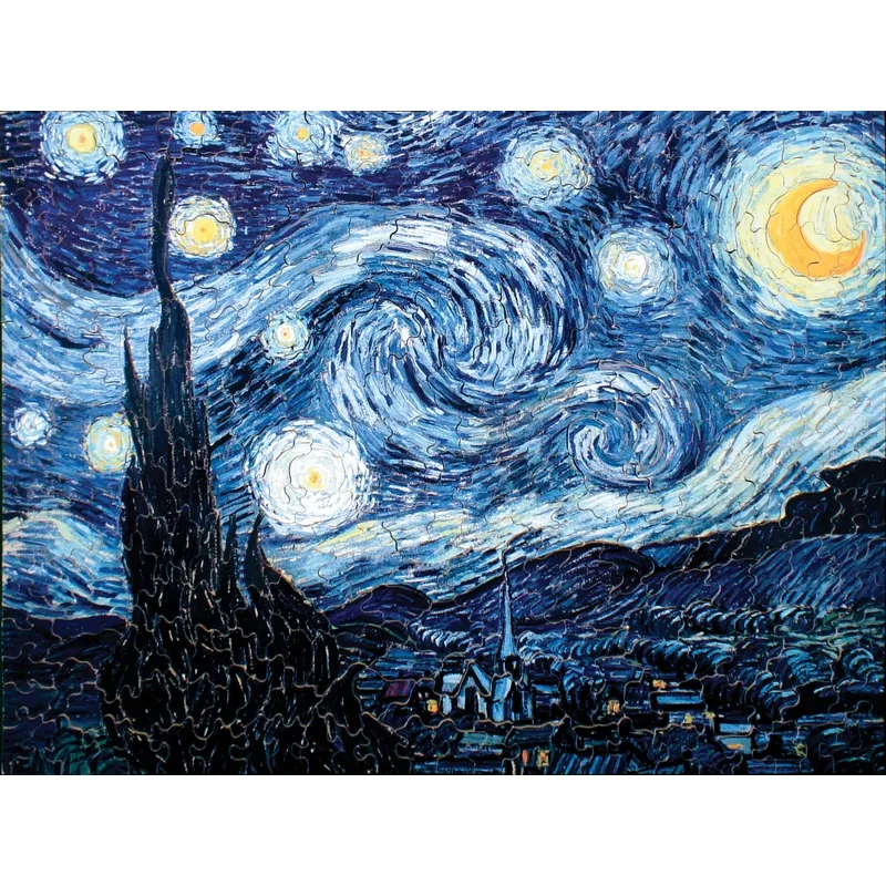 Handgeschnittenes Holzpuzzle - La Nuit Etoilée, Vincent Van Gogh