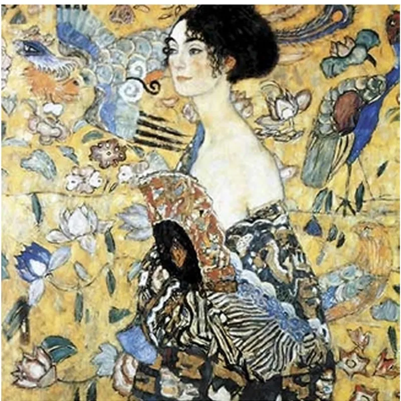 Handgeschnittenes Holzpuzzle - Klimt : Lady With Fan