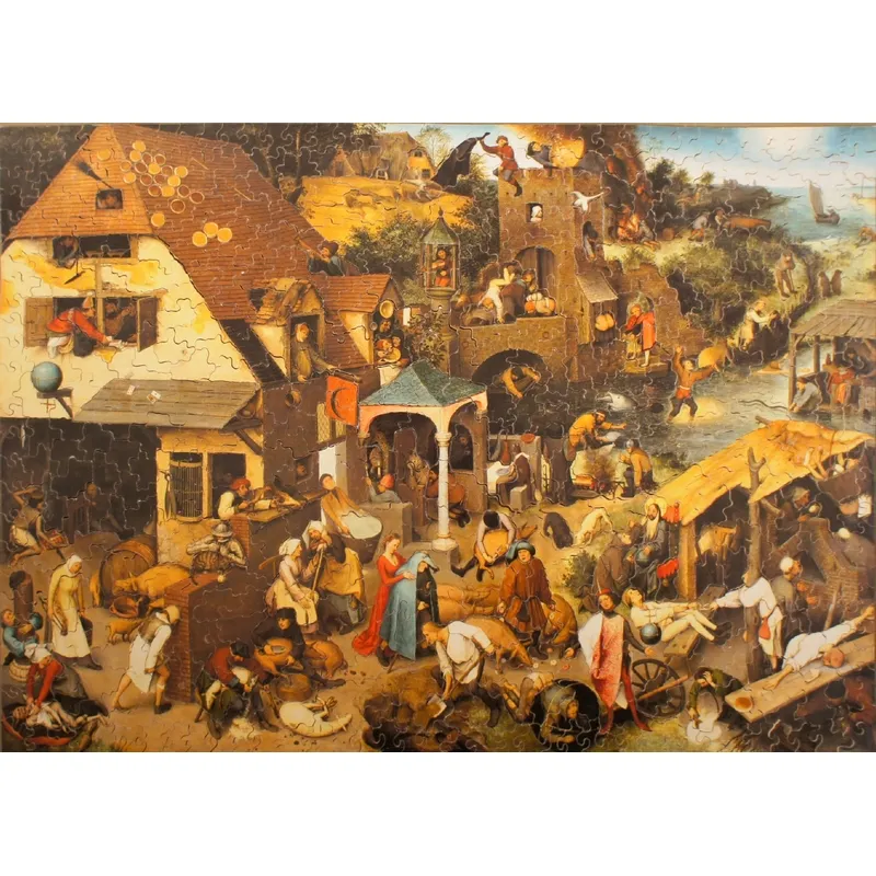 Handgeschnittenes Holzpuzzle - Brueghel : Flemish Proverb
