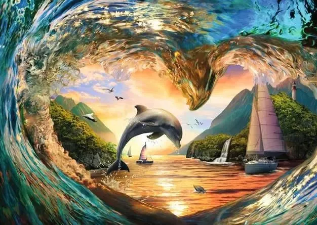 Sprung in den Sonnenuntergang