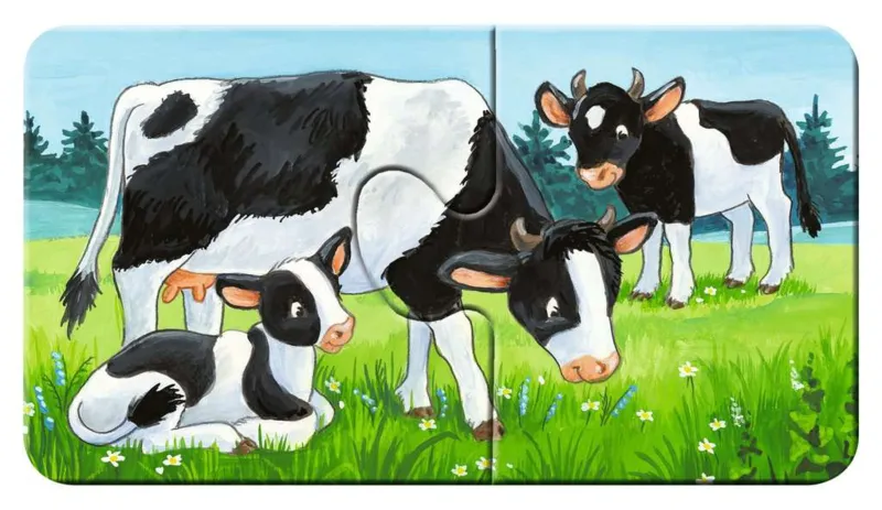 9 Puzzles - Tierfamilien auf dem Bauernhof