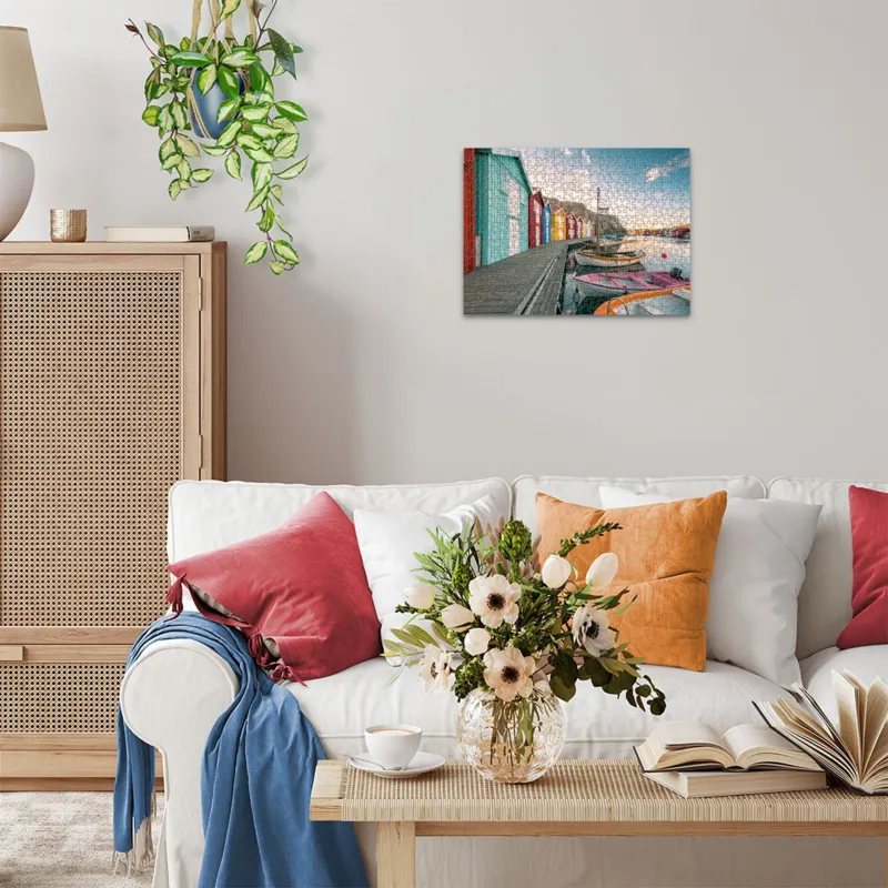 Schwimmende Häuser in Smögen, Schweden