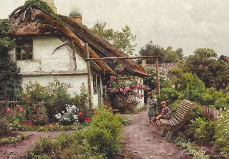 Peder Mørk Mønsted - Children in the Flower Garden
