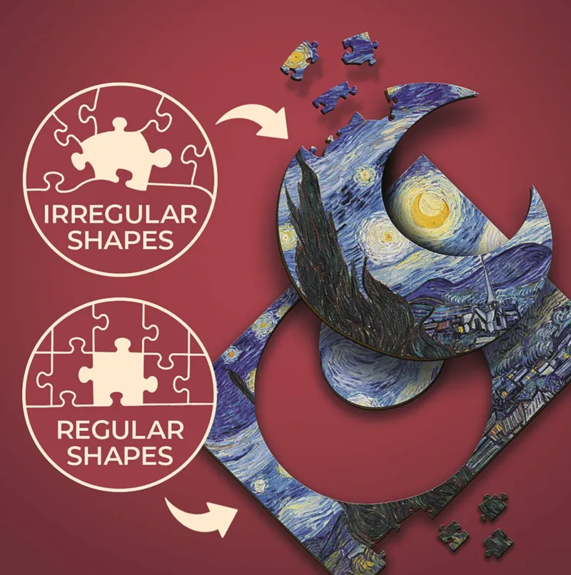 XXL Teile - Holzpuzzle - Die Sternennacht - Vincent Van Gogh