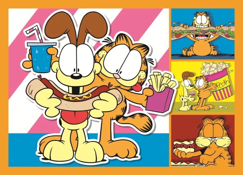 4 Puzzles - Garfield liebt Lasagne