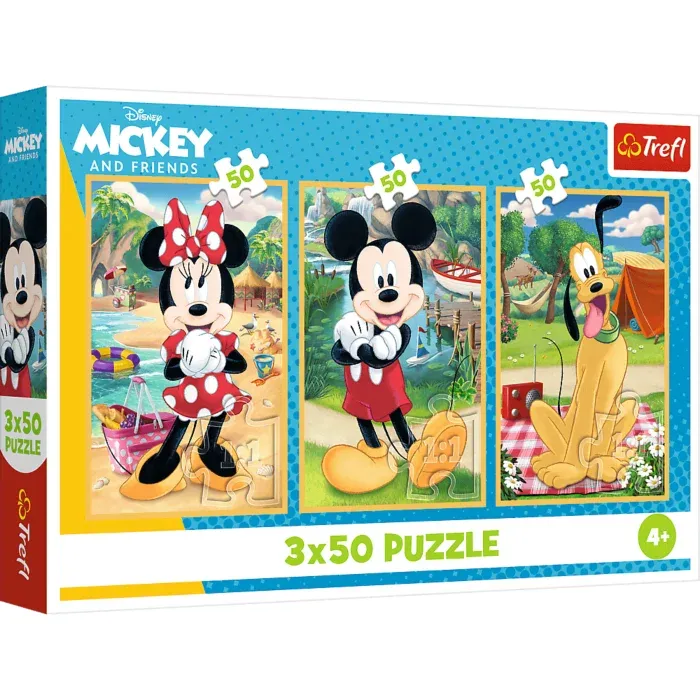3 Puzzles - Mickey im Urlaub - Disney Mickey Mouse