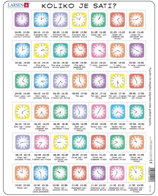 Rahmenpuzzle - Clock-Puzzle (auf Kroatisch)