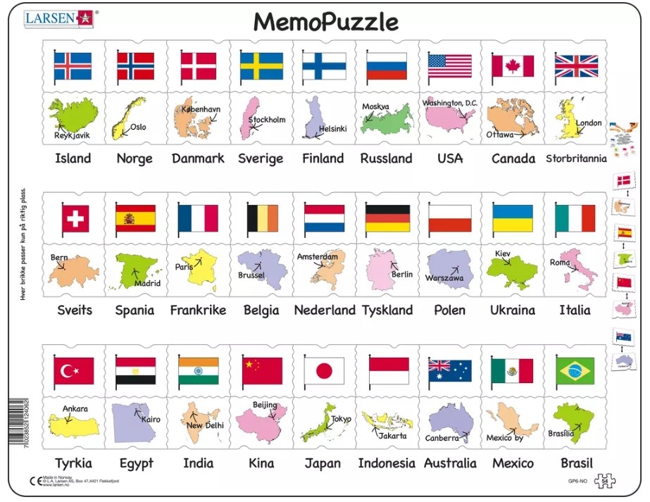 Rahmenpuzzle - MemoPuzzle (auf Norwegisch)