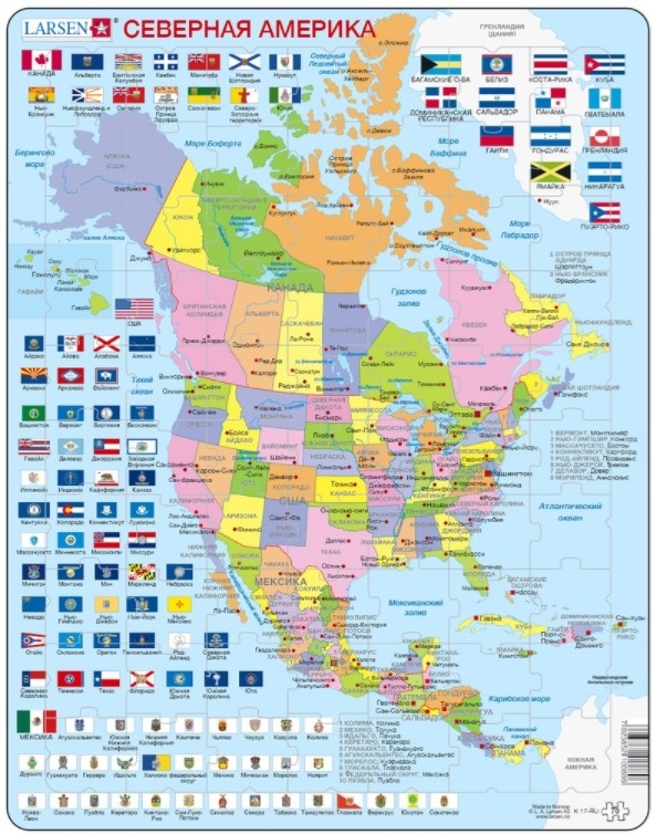 Rahmenpuzzle - Nordamerika (auf Russisch)