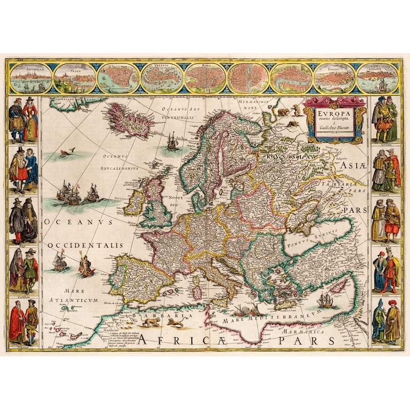 Handgeschnittenes Holzpuzzle - Carte D'Europe, Willem Blaeu