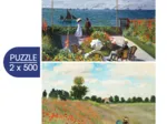 2 Puzzles - Die Kunst Monets: Die Terrasse von Sainte-Adresse, 1867 - Mohnblumenfeld, 1873