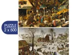 2 Puzzles - Pieter Brueghels Kunst: Niederländische Sprichwörter - Die Volkszählung zu Bethlehem