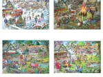 4 Puzzles - Dorfplatz im Wandel der Jahreszeiten