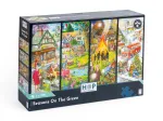 4 Puzzles - Dorfplatz im Wandel der Jahreszeiten