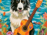 Collie, Gitarre und Meer