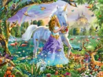 Prinzessin mit Einhorn und Schloss