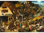 Handgeschnittenes Holzpuzzle - Brueghel : Flemish Proverb