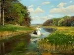 Hans Andersen Brendekilde: A Young Couple in a Rowing Boat on Odense